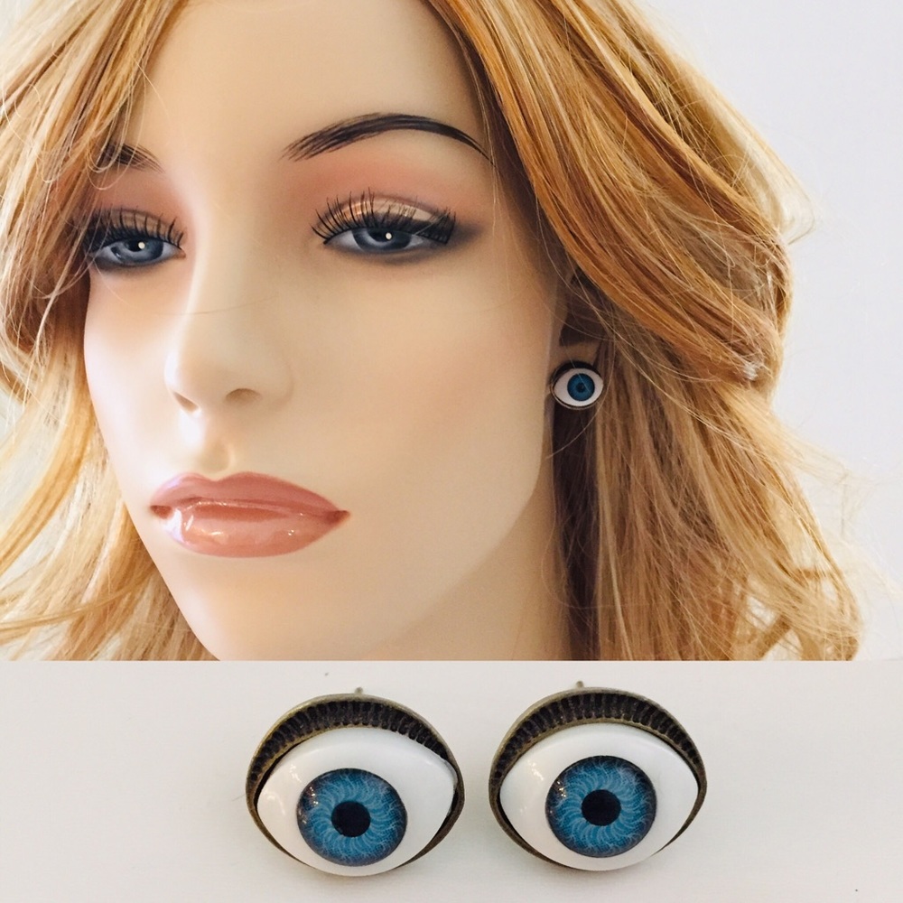 Bright Blue Eyed Earrings Atomically Eye Halloween Costume Fashion Fun